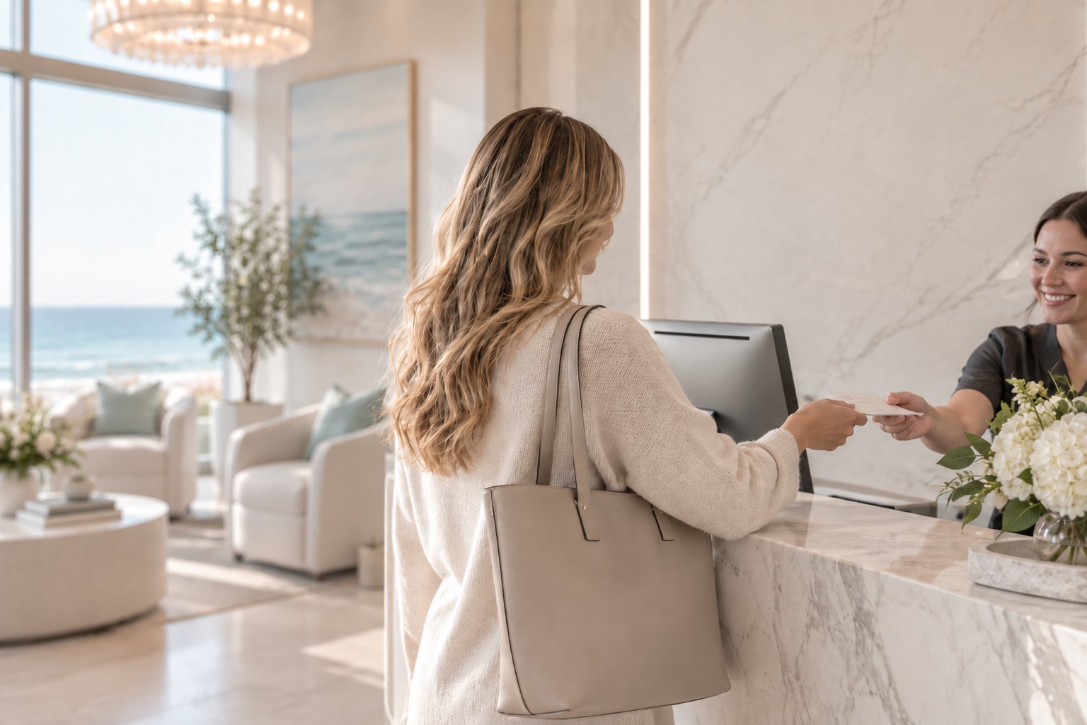 checking in at the front desk