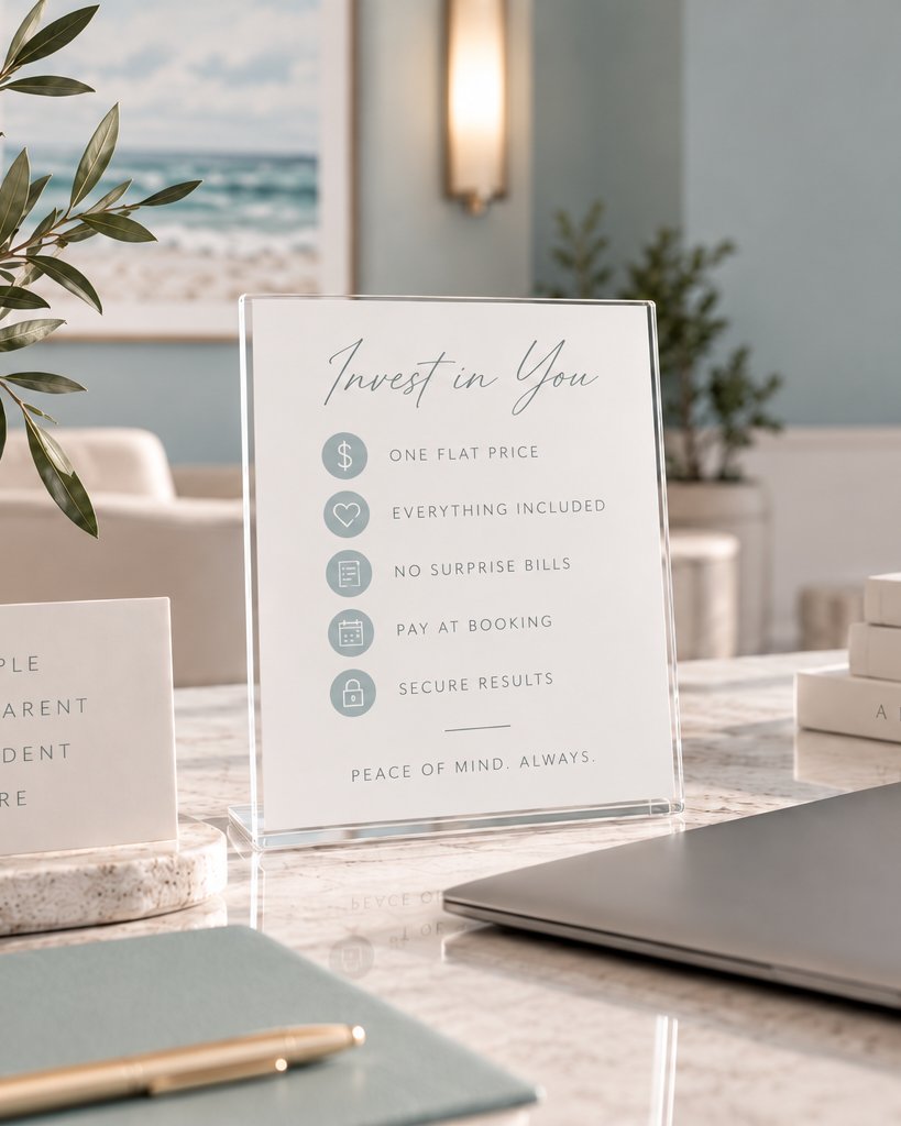the Invest in You sign on the consult desk